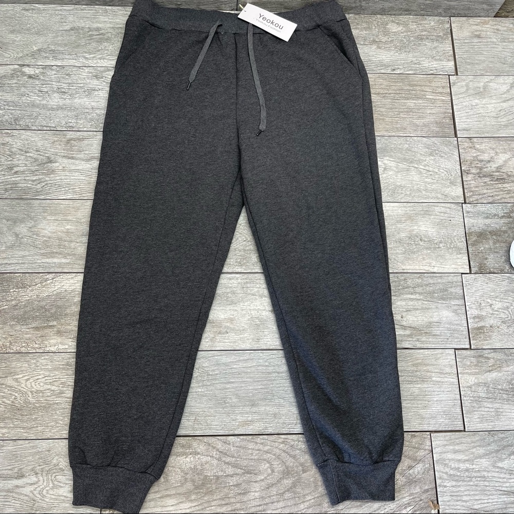Yeokou Womens Sherpa Lined Athletic Sweatpants Joggers Black SZ  2XL.